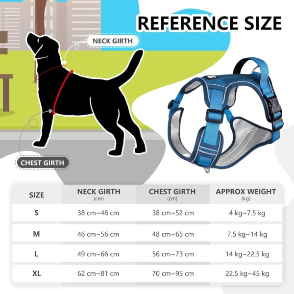 71XlflvhtTL._SL1500_.jpg FYA Dog Harness With 1.5M Rope, No-Pull Reflective Pet Vest Harness, No-Pull Pet Harness, Reflective No-Choke Pet Oxford Vest With Easy Control Handle For Midium Large Dogs,Lake Blue