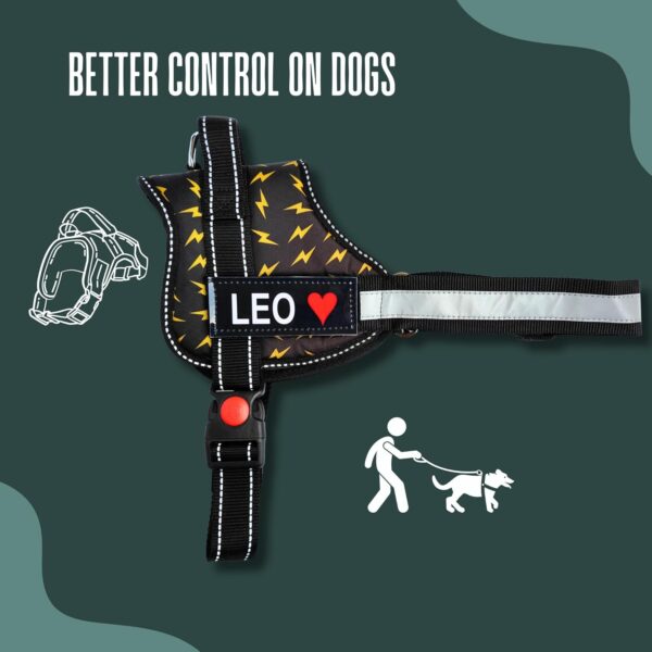 Pet King Personalized No-Pull Dog Harness with Leash � Custom Dog Name & Phone Number Adjustable Reflective Vest for All Breeds Size � Easy Control & Comfortable. (Thunder, S(6-12 KGs))