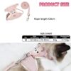 71Y7gtbiRrL._SL1500_.jpg Pink M-Size Cat Harness & Leash Set | Adjustable Linen Vest for Cats Up to 15 lbs | 22-50 Cm Chest & 22-32 Cm Neck | 120 Cm Ultra-Light 66g Design