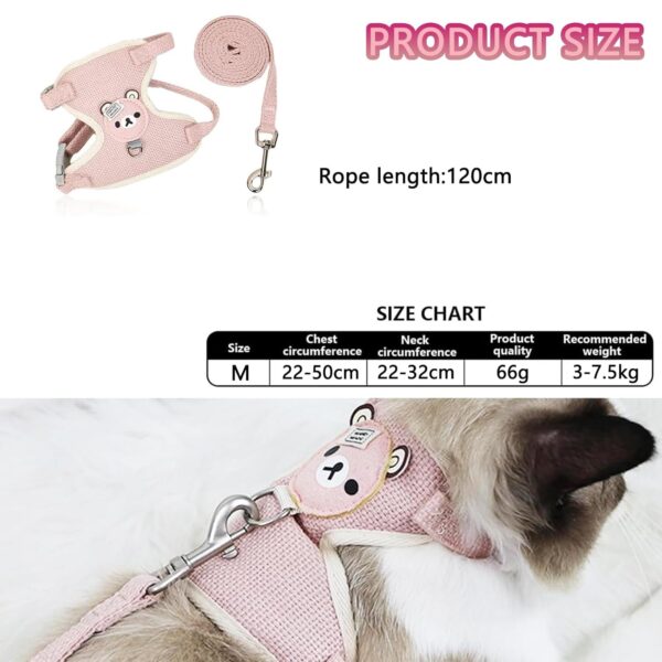71Y7gtbiRrL._SL1500_.jpg Pink M-Size Cat Harness & Leash Set | Adjustable Linen Vest for Cats Up to 15 lbs | 22-50 Cm Chest & 22-32 Cm Neck | 120 Cm Ultra-Light 66g Design