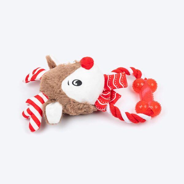 HUFT Dashing Reindeer Squeaky Dog Toy – Multicolor Plush Toy for Puppies & Adult Dogs | Interactive Chew, Tug & Play Toy | Fun, Durable, and Soft Pet Toy for Dogs