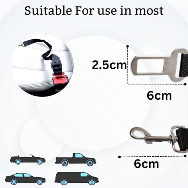 Foodie Puppies Dog Car Seat Belt for Small Medium Size Pets, Adjustable Safety Heavy Duty Elastic Lead Harness for Cars with Elastic Nylon (Tether Leash 70cm)