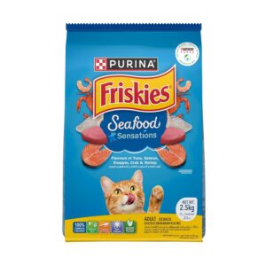 Purina Friskies Seafood Sensations Adult Dry Cat Food, 2.5kg, Contains Purina Friskies Seafood Sensations Adult Dry Cat Food, 2.5kg, Contains Tuna, Salmon, Snapper, Crab & Shrimp Flavours