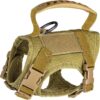 Tactical Cat Small Dog Harness with Escape Proof Adjustable Pet Tactical Cat Small Dog Harness with Escape Proof Adjustable Pet Vest Harness, Soft Mesh with Control Handle, Gift with Patch Military Style Harness (Large,Khaki)