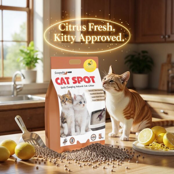 CatSpot Lemon Flower Scented Cat Litter – 15kg | Ultra Absorbent, Quick Clumping, Odor Control, Dust-Free Formula for Cats