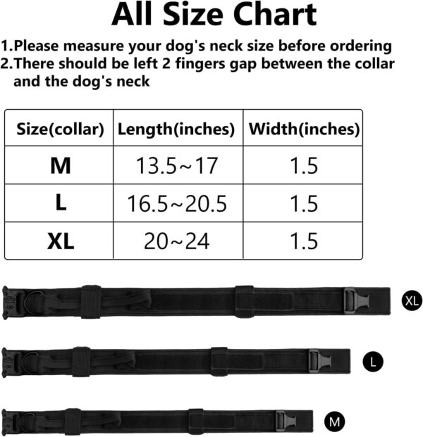 Tactical Dog Collar and Leash Set, Adjustable Military Dog Collar with Control Handle and Heavy Metal Buckle, Dog Training Collar with Bungee Leash for Large Dogs. (Army Green, XL - Collar)
