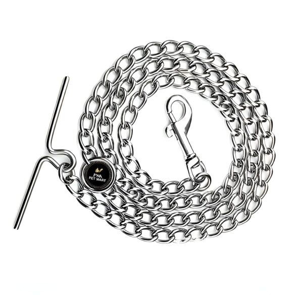 PSK PET MART Dog Chain Silver Grind No.8 Heavy Weight Dogs Leash Heavy Duty Dog Chain with Heavy Hook (L - 60 Inch) for Large Dogs