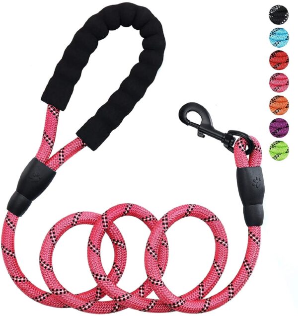 Petology Dog Leash 4FT Long, 1cm Thick Reflective Heavy Duty Rope with Anti-Slip Padded Handle for Small Dogs