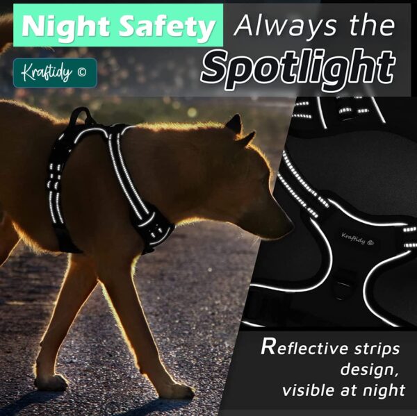 Dog Harness with Name id Customized for Dogs Large Medium Small Puppy All Breeds No Pull Harness Reflective Vest Harness Belt Adjustable with Personalized Dog Name (Black) (Large Dogs)