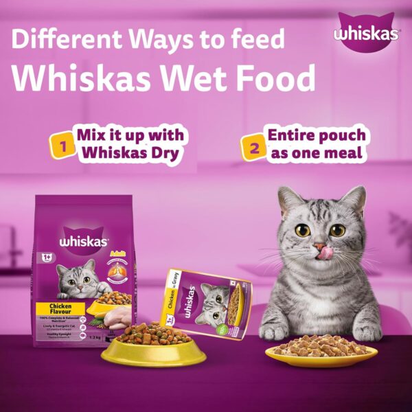 71ZXpxMWi8L._SL1500_.jpg Whiskas Adult (1+ Years) Wet Cat Food, Chicken in Gravy, 80 g, Hydrating Food Made With Real Chicken, 100% Complete & Balanced Nutrition for Adult Cats
