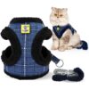 A+a Pets' Luxury Fur Harness & Leash Set for Cat A+a Pets' Luxury Fur Harness & Leash Set for Cat & Small Dog | Lightweight, Escape Proof, Vest Combo (Blue, M)