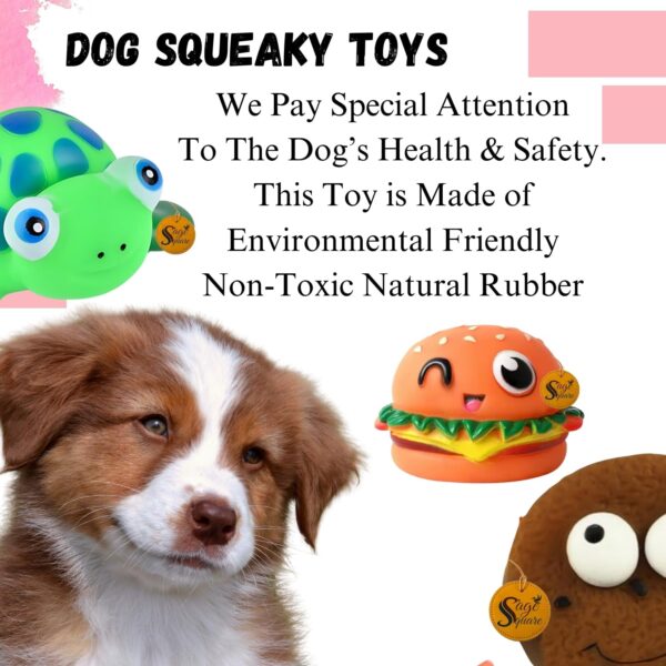 71aVaI3tvXL._SL1500_.jpg Sage Square Premium Squeaky Toy Set of 5 for Dogs - Durable, Chewable, Rubber Toys, Multiple Fun Shapes & Colors for Interactive Play, Teething Relief, Keeps Entertained, Happy (Combo No. 7)