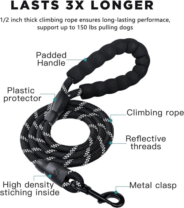 Pull Dog Harness Adjustable Easy Control Medium Large Dog Harness with A Free Heavy Duty 5ft Dog Leash, Dogs Neck Collar with Personalized Dog Name, Highly Reflective Rope Cord Training Leash