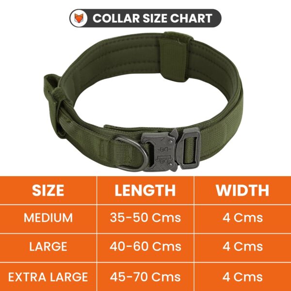 WOOFLIX Metal Dog Collar For Training & Walks|Nylon Collar With Tactical Metal Buckle & D-Ring For Medium & Large Dogs|Dog Collar For Medium & Large Dogs (Extra Large, Army Green) - 25 X 5 Cm