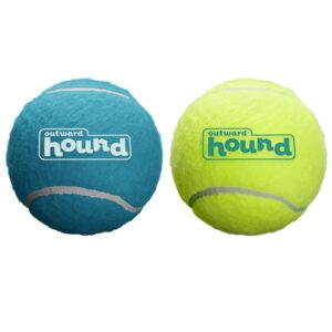 Outward Hound Squeaker Ballz 2-Pack – Large Durable Dog Toy, High-Bounce Tennis Balls with Squeaker, Interactive Fetch & Chew Toy for Active Dogs