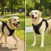Lyrovo Adjustable No-Pull Dog Harness with Leash Set for Small, Medium & Large Dogs – Reflective, Breathable, Comfortable Vest Harness for Training & Walking (Black, L (23-35Kg))