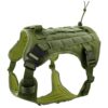HANK Tactical Dog Harness - No Pull Heavy Duty - HANK Tactical Dog Harness - No Pull Heavy Duty - 1600D Oxford Nylon - Adjustable Dog Chest Belt - 2 Metal Buckle - Dog Vest for Training, Walking & Outdoor Adventure (Tactical Green, S - Harness)