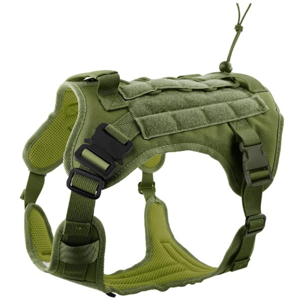 HANK Tactical Dog Harness - No Pull Heavy Duty - HANK Tactical Dog Harness - No Pull Heavy Duty - 1600D Oxford Nylon - Adjustable Dog Chest Belt - 2 Metal Buckle - Dog Vest for Training, Walking & Outdoor Adventure (Tactical Green, S - Harness)