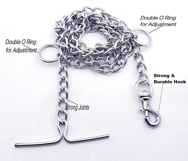 PSK PET MART Dog Chain Silver Grind No.10 Heavy Weight Dogs Leash Heavy Duty Dog Chain with Heavy Hook (L - 60 Inch) for Large Dogs