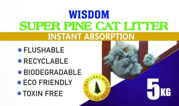 New Improved WISDOM SUPERPINE Wood CAT Litter- Pack of Two (5 KG x 2)