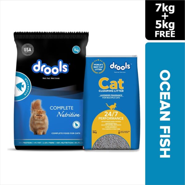 71dAevAZJtL._SL1500_.jpg Drools Dry Adult Cat Food Ocean Fish 7kg with 5kg Drools Cat Litter Free