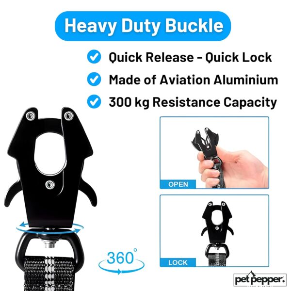 71dO6HyWn0L._SL1500_.jpg 5-in-1 Dog Leash - 6 ft Heavy Duty Shock Absorbing Bungee Dog Leash || Highly Reflective Belt with Traffic Handle || Military Grade Metal Clip || Car Seatbelt Buckle (Black)