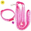 YellowCult Dog/Cat Collar Leash Set with Adjustable Soft Nylon Paw Print Pet Collar for Cats, Puppies, Small Dogs, Fat Rabbits Walking Training, Bell & Quick Release Buckle Safety Lock -[Pink]