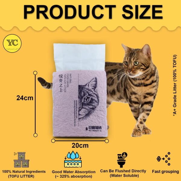 YellowCult Tofu Cat Litter Clumping & Flushable, Ultra Absorbent and Fast Drying, 100% Natural Ingredients, Ultra Odour Control, Really Dust-Free, Less Scattering [6 litres - Honeycomb Peach]