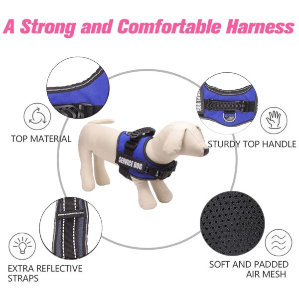 Lulala Service Dog Harness, Large Medium Small Dog No-Pull Reflective Vest,Breathable Adjustable Pet Harness with Piastic Handle for Outdoor Walking -with On Off Locker(Blue L)