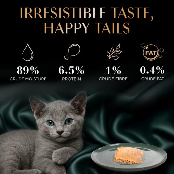71e3Fi1T58L._SL1500_.jpg Sheba Fine Premium Kitten (2-12 Months) Wet Cat Food, Chicken Premium Loaf, 70 g Pouch (Pack of 14), High-Moisture Gravy Kitten cat Food for Healthy Hydration