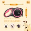 71e3fbVK9ZL._SL1500_.jpg Elite Pet Store | 360 Tangle Free Premium Retractable Dog Leash | Heavy Duty ABS | Anti-Slip Handle | One-Hand Brake, Pause, & Lock | Alloy Buckle | Ideal for Dogs Upto 50kg | Upto 26ft | 5M | Pink