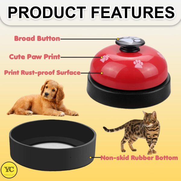 YellowCult Dog Doorbell for Potty Training with Loud Ring, Pet Training Bell for Dogs to Ring to Go Outside, Non-Slip Puppy Bell for Door with Cute Paw Print | Dog Training Bell Communication Tool