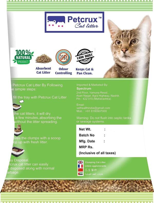 PetCrux Organic Pine Wood Cat Litter 10Kg 100% Natural Biodegradable Odour Lock Unscented Dust Free Clay Absorbent Eco-Friendly Sand for All Breeds of Cats 2 Packs of 5 Kgs (Combo)