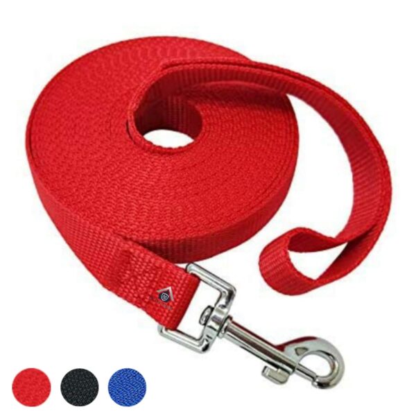 Nylon Dog Training Lead Dog Leash 10 Ft Long Leash (1 Inch Wide) (Red)