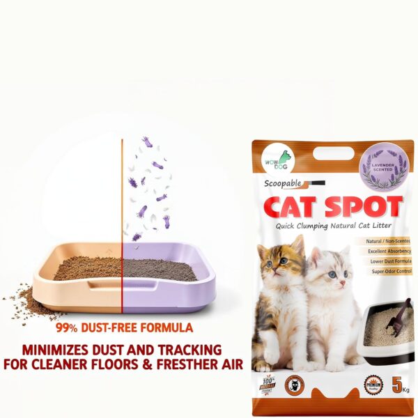 WOW DOG Catspot Cat Litter (Lavender Fragrance) 10 Kgs -Scoopable Smart Bentonite (for Multiple Cats)