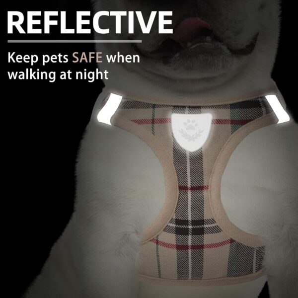 PUPTECK Adjustable Pet Harness Collar and Leash Set Step in for Small Dogs Puppy and Cats Outdoor Training and Running, Soft Mesh Padded Reflective Vest Harness,XXS,Beige