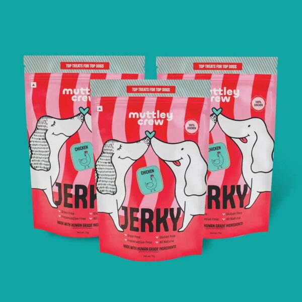 71exwqIA3gL._SL1500_.jpg Muttley Crew Dog Jerky Lean Chicken Meat | Healthy Adult Dog Treats for Easy Digestion | All Natural | Grain-Free | Gluten-Free | No Preservatives | No Artificial Flavour (50 Grams)