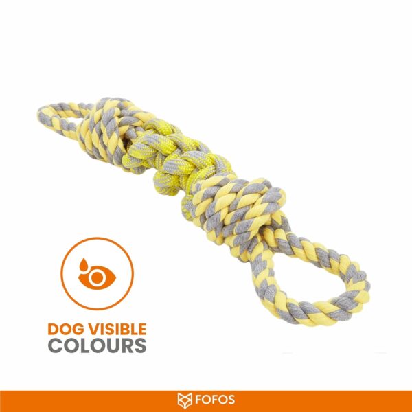 BarkButler x FOFOS Flossy Rope Toys for Dogs - Dog Chew Toy, Dog Toys for Large Dogs (10-30kgs) - Yellow & Grey