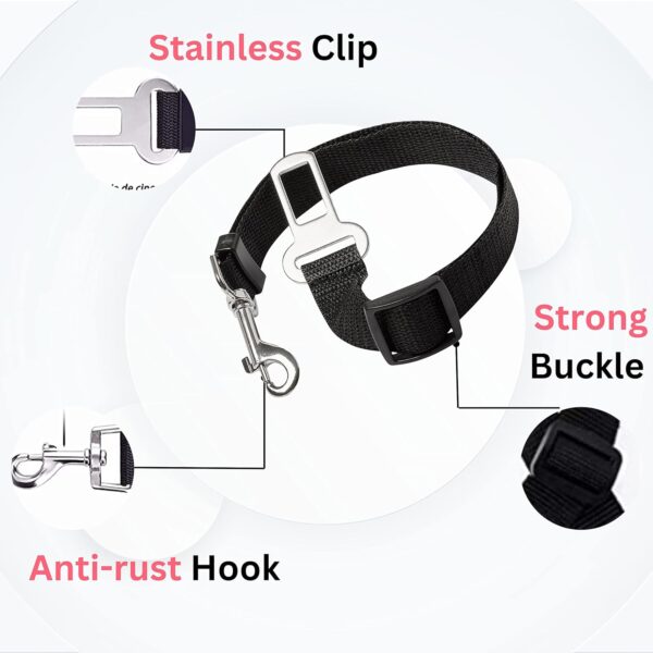 Foodie Puppies Dog Car Seat Belt for Small Medium Size Pets, Adjustable Safety Heavy Duty Elastic Lead Harness for Cars with Elastic Nylon (Tether Leash 70cm)