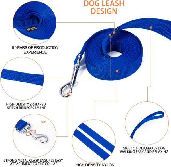 Dog Collar Belt And Leash Set For Large Dogs, Dog Stylish Nylon Leash Belts With Bell - Labrador, Golden Retriever, Pitbull, German Shepherd, Husky, Doberman (Large, Blue),60X3.1 Cm