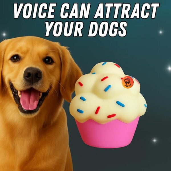 What's Poppin Muffin Cup Squeaky Dog Toy | Colorful Cupcake Design with Sprinkles | Soft Rubber Chew Toy for Small & Medium Dogs | Interactive Fetch, Chewing & Boredom Relief with Built-in Squeaker