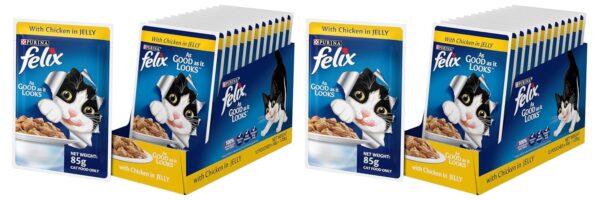 Purina Felix® As Good As It Looks Wet Food for Purina Felix® As Good As It Looks Wet Food for Adult Cats|Complete and Balanced Cat Food |Chicken Flavour|Pack of 24 Pouches (12 x 85 g)