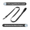 71gaeET7qHL._SL1500_.jpg HANK Dog Leash | 3M Reflective Leash for Dogs | Heavy Duty Dog Rope for Small to Large Dogs | Comfortable Padded Handle 5 Feet (Nylon - Black, Single Handle - 5 feet)
