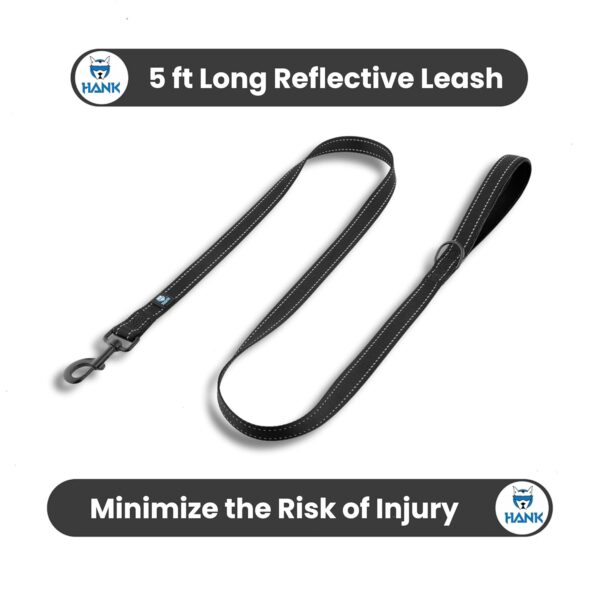 71gaeET7qHL._SL1500_.jpg HANK Dog Leash | 3M Reflective Leash for Dogs | Heavy Duty Dog Rope for Small to Large Dogs | Comfortable Padded Handle 5 Feet (Nylon - Black, Single Handle - 5 feet)