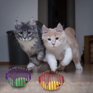 KUTKUT 5Pcs Cat Spring Balls Stretchable Cat Springs Toys Interactive Cats Toys Rolling Cat Balls Colorful Playful Coils Spring Action Toy Caged Rats for Kitten Cats Pet Supplies Indoor Play