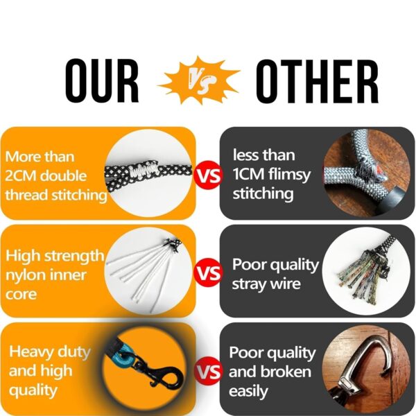 x Indian Hound 15mm Heavy Duty Nylon Rope Dog Cord Leash with Strong Hook for Walking, Running, Training of Small Medium Large Dogs (5ft Long, L, Peacock Blue)