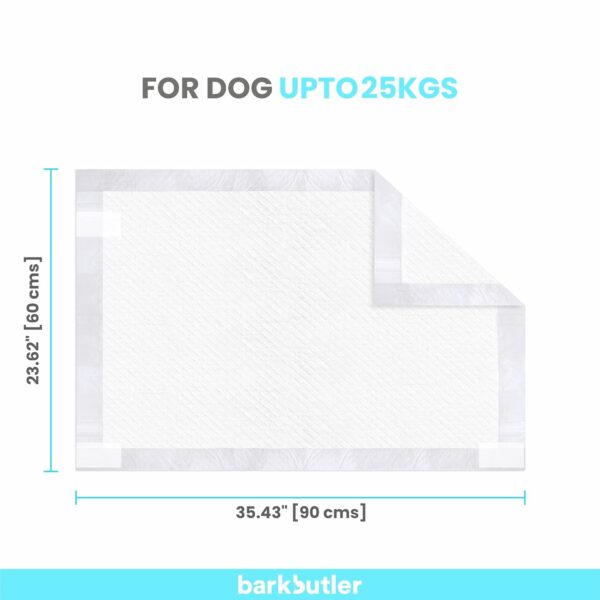BarkButler Training Pads, 60x90cm-15pcs, White|Super Absorption|Floor & Wall Stickers|Liquid Lock Tech|Pee Pads for All Dog & cat Breeds > 25kgs