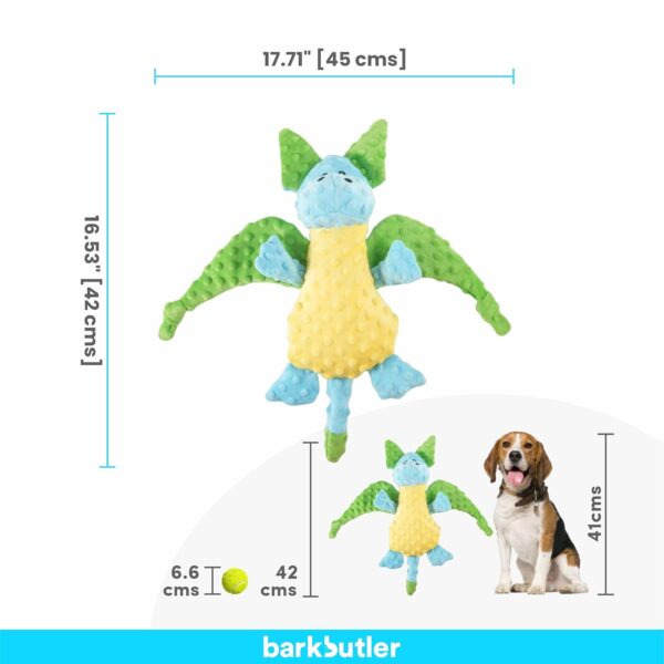 71hhsvnGcyL._SL1500_.jpg BarkButler Pookie The Dragon Plush Dog Toy - Soft & Squeaky Toys for Dogs, Dog Toys for Large Dogs (10-30kgs) - Blue