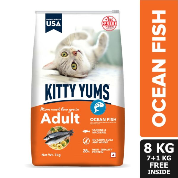 71i4elnkXYL._SL1500_.jpg Kitty Yums Adult (+1 Year) Dry Cat Food, Ocean Fish, 7kg