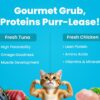 71iUYCRo3CL._SL1500_.jpg BARK OUT LOUD- Wet Adult Cat Food | Fresh Tuna & Chicken | Taurine | Salmon Oil- Omega Taurine| Gravy Cat Food for All Breeds | Pack of 6 (85 G x 6)